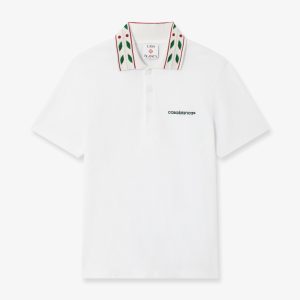 White Laurel Pique Short Sleeve Polo Shirt