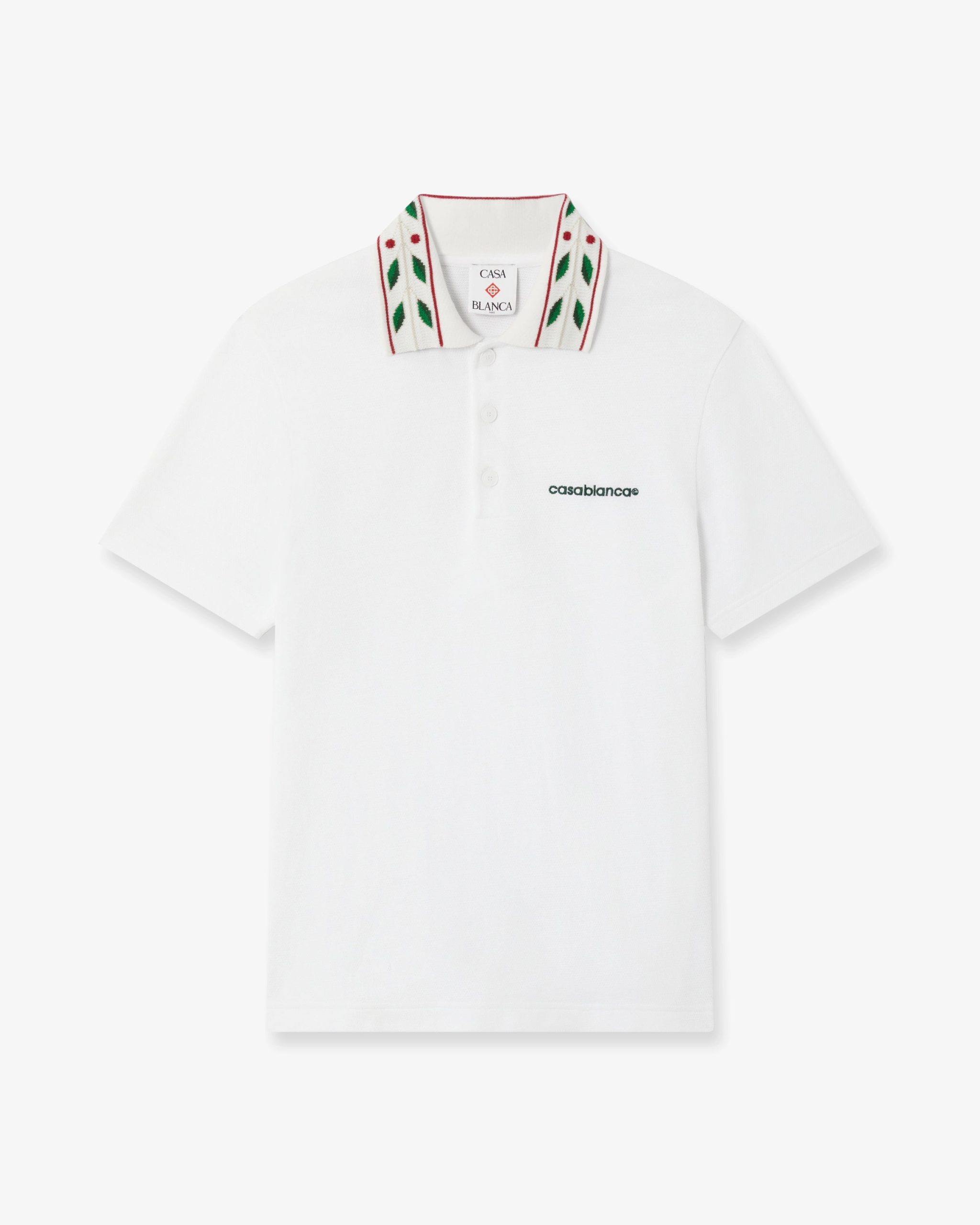 White Laurel Pique Short Sleeve Polo Shirt