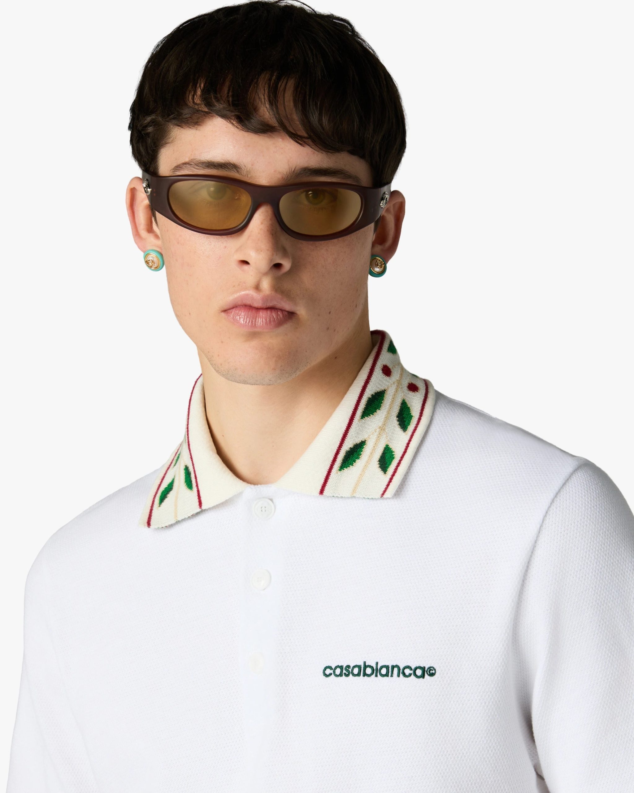 White Laurel Pique Short Sleeve Polo Shirt - Image 5