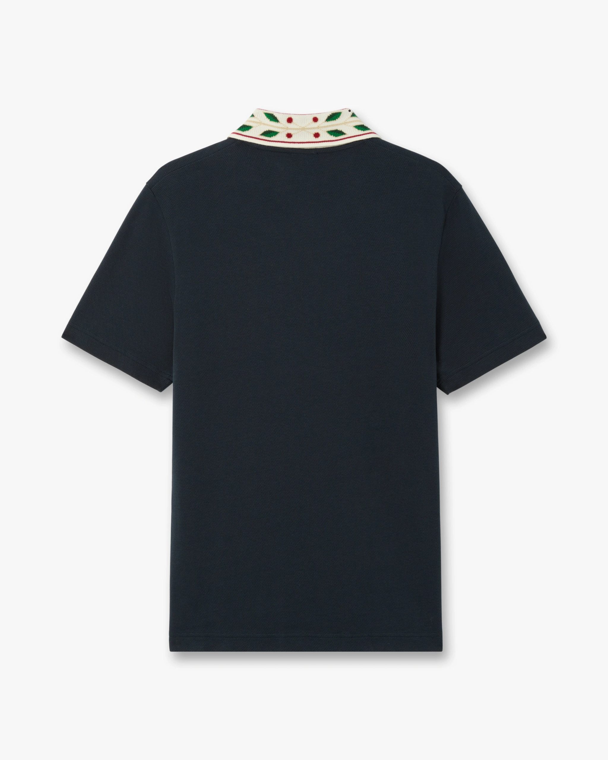 Navy Laurel Pique Short Sleeve Polo Shirt - Image 6