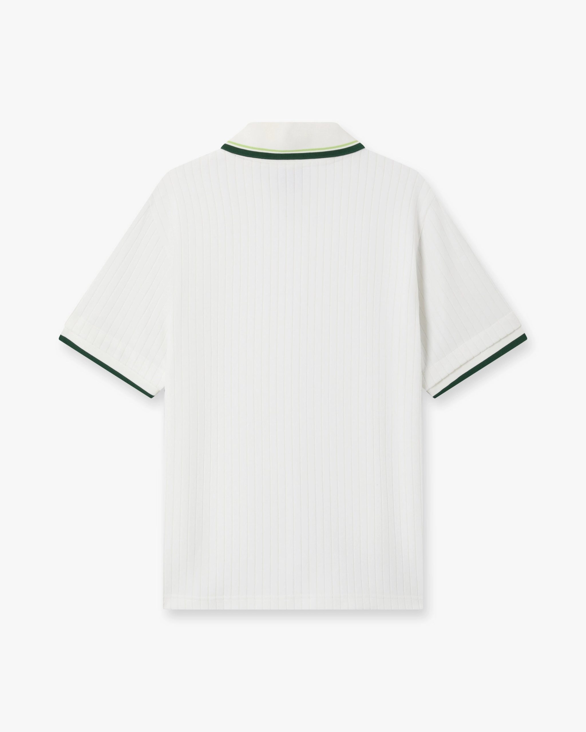 White Striped Velour Zip-Up Short Sleeve Shirt - Image 6