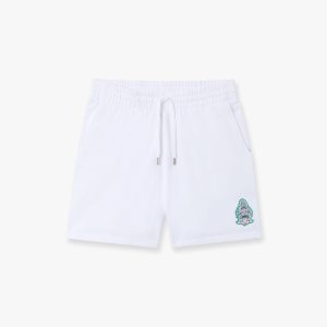 White Hotel Emblem Embroidery Patch Sweatshorts