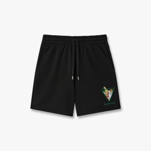 Black Tennis Club Icon Pyramid Abduction Embroidered Sweatshorts