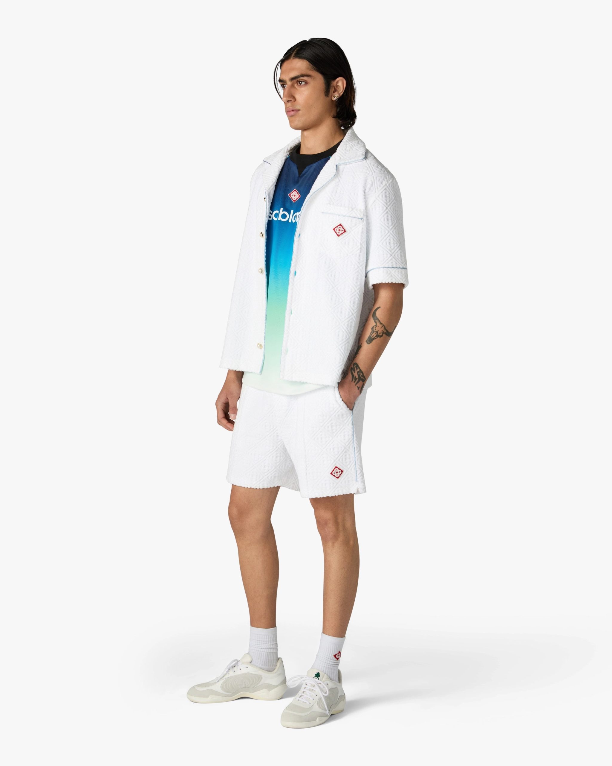 White Towelling Shorts - Image 2
