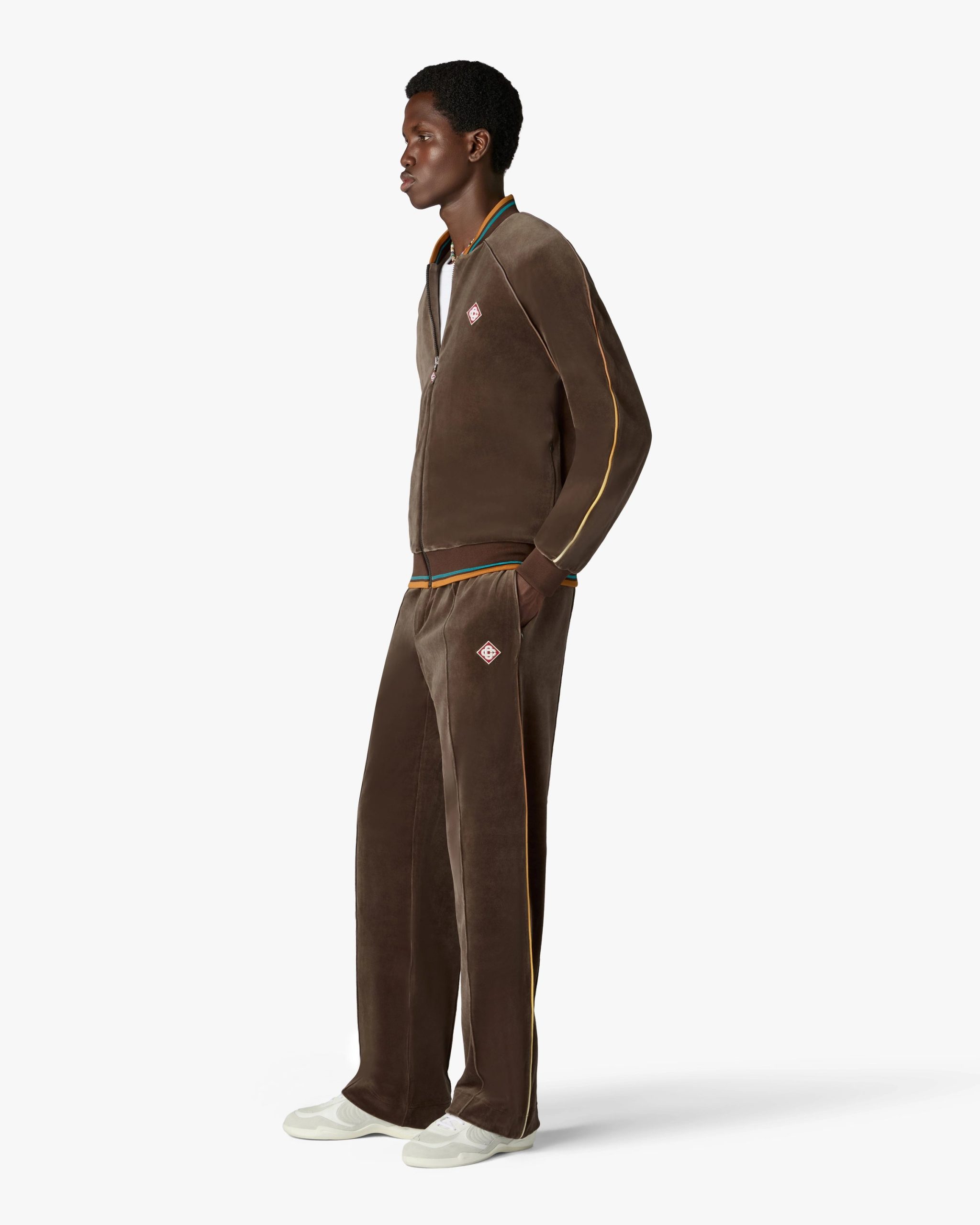 Dark Brown Velour Track Pants - Image 2