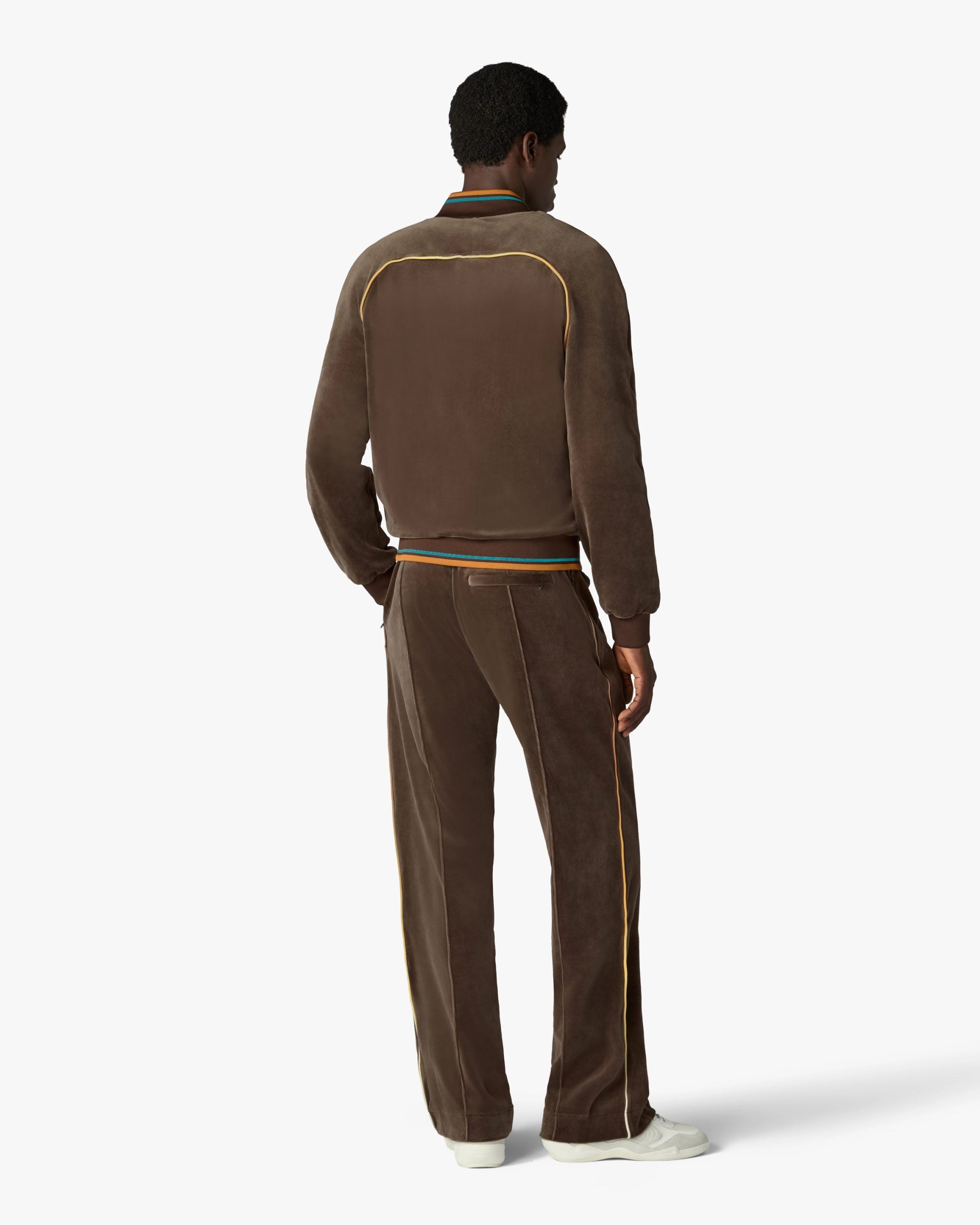 Dark Brown Velour Track Pants - Image 3
