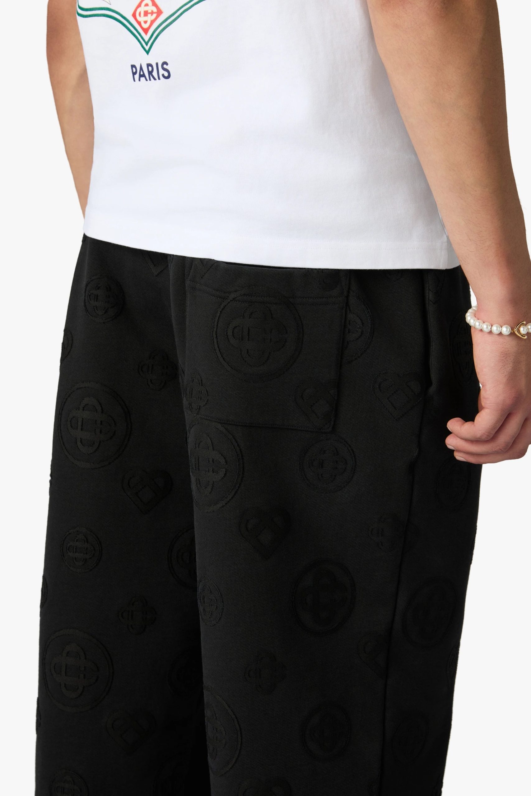 Black Applique Monogram Sweatpants - Image 3