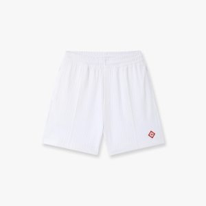 White Striped Velour Shorts