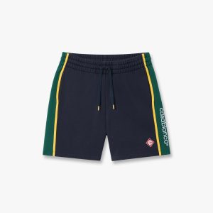 Navy & Green Panelled Sweatshorts