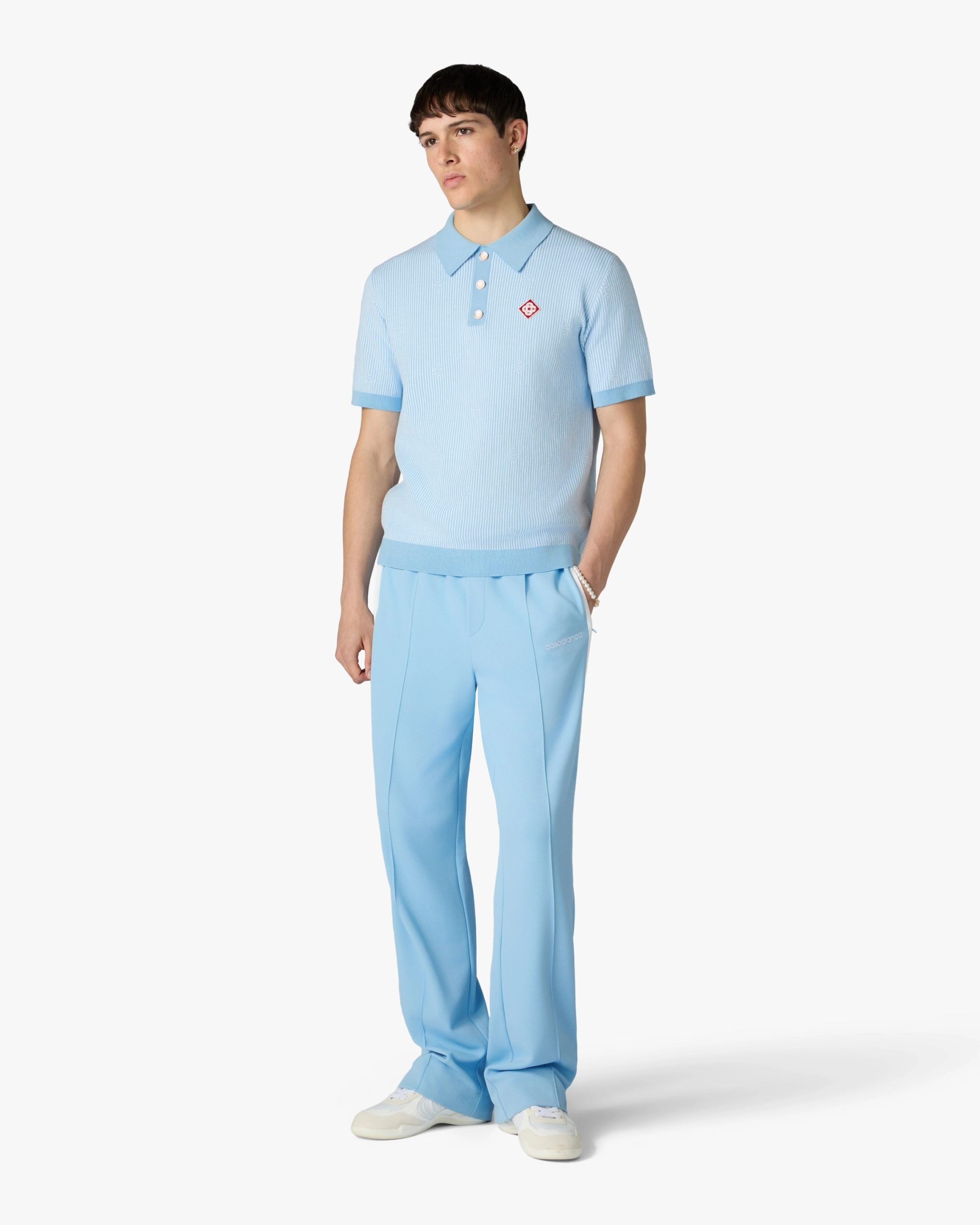 Pale Blue Pique Track Pants - Image 2