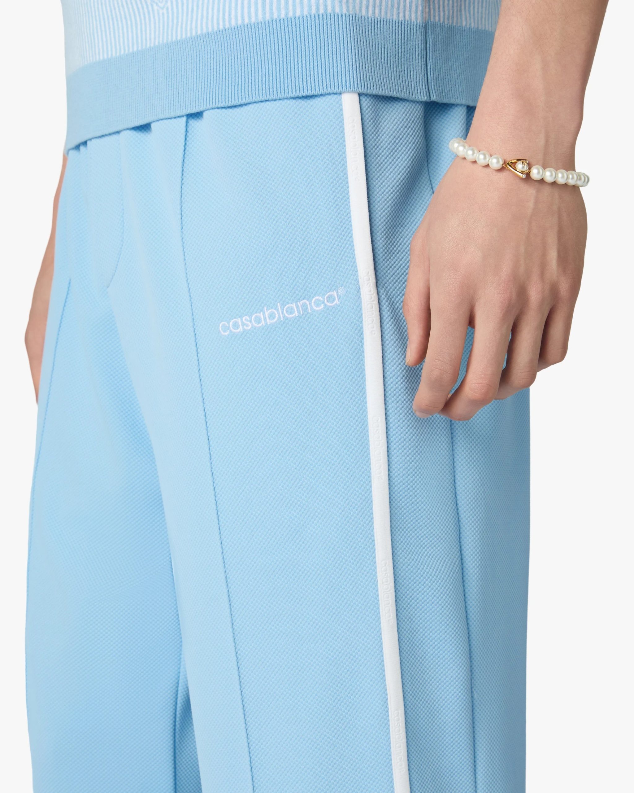 Pale Blue Pique Track Pants - Image 5