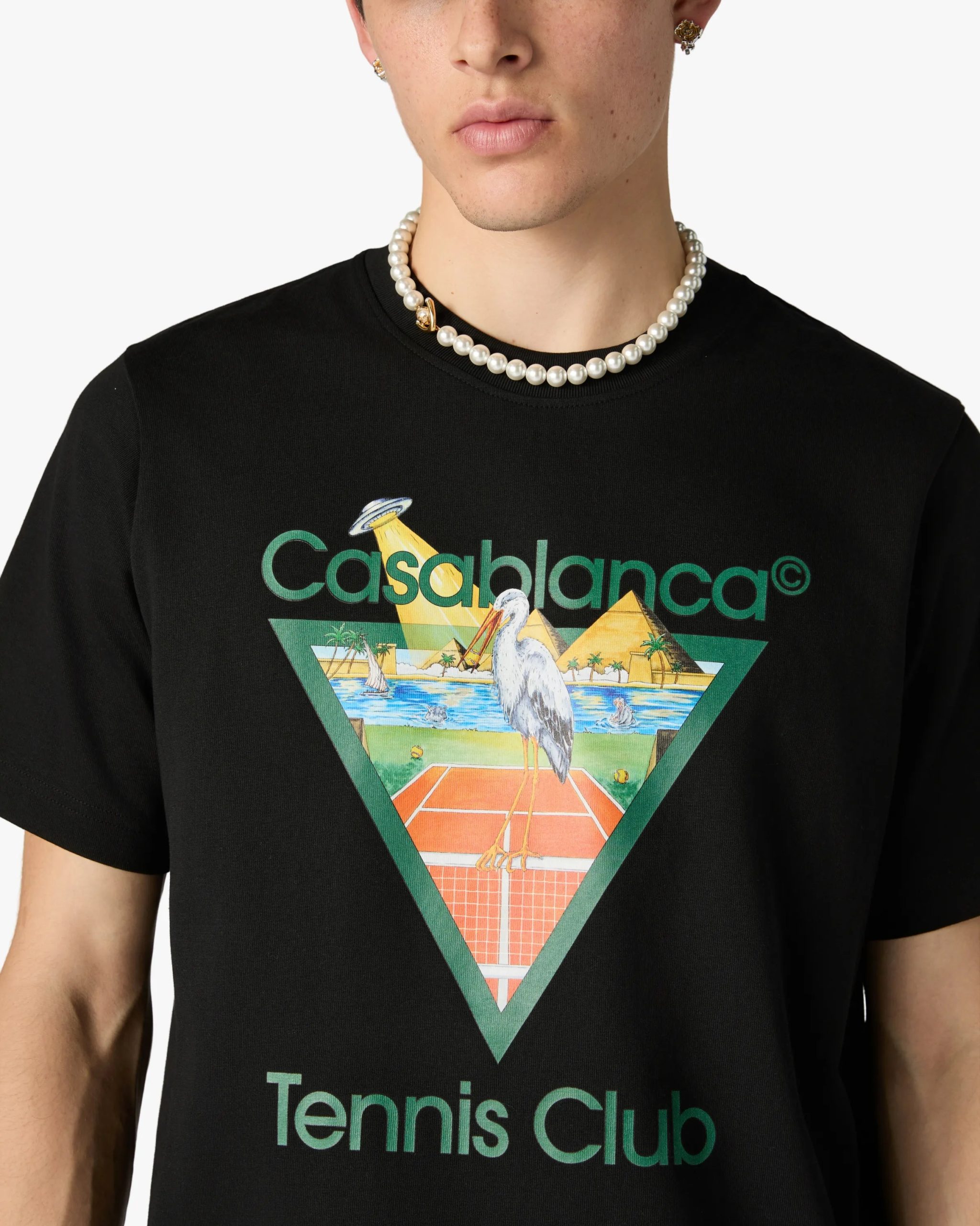 Black Tennis Club Icon Pyramid Abduction Short Sleeve T-Shirt - Image 5