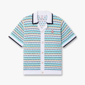Multicolour Crochet Tuck Stitch Short Sleeve Shirt