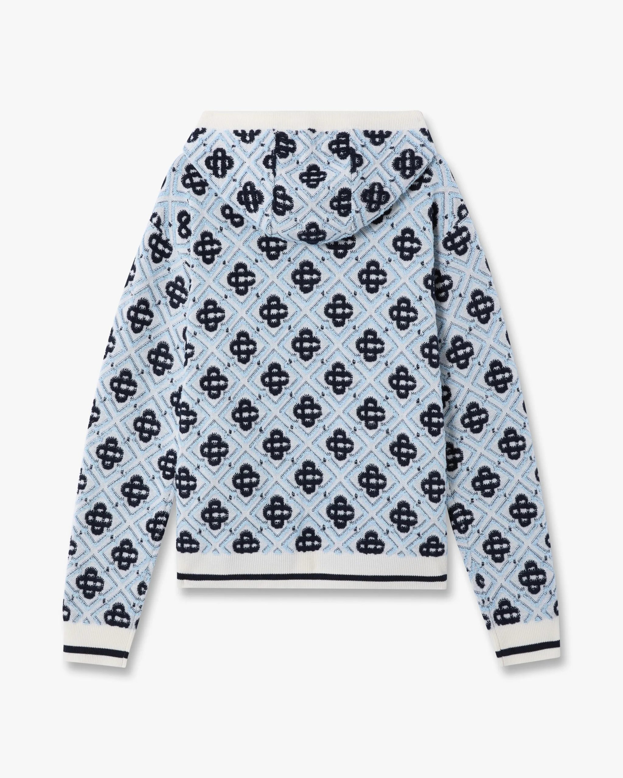 Blue Merino Monogram Zip-Up Hooded Sweatshirt - Image 6