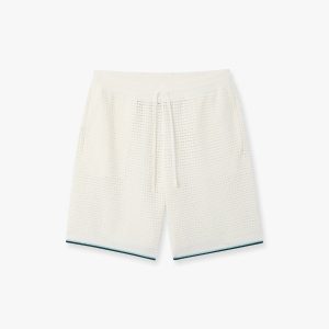 White Palm Tree Emblem Crochet Shorts