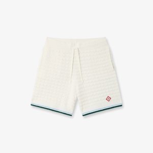 White Boucle Shorts