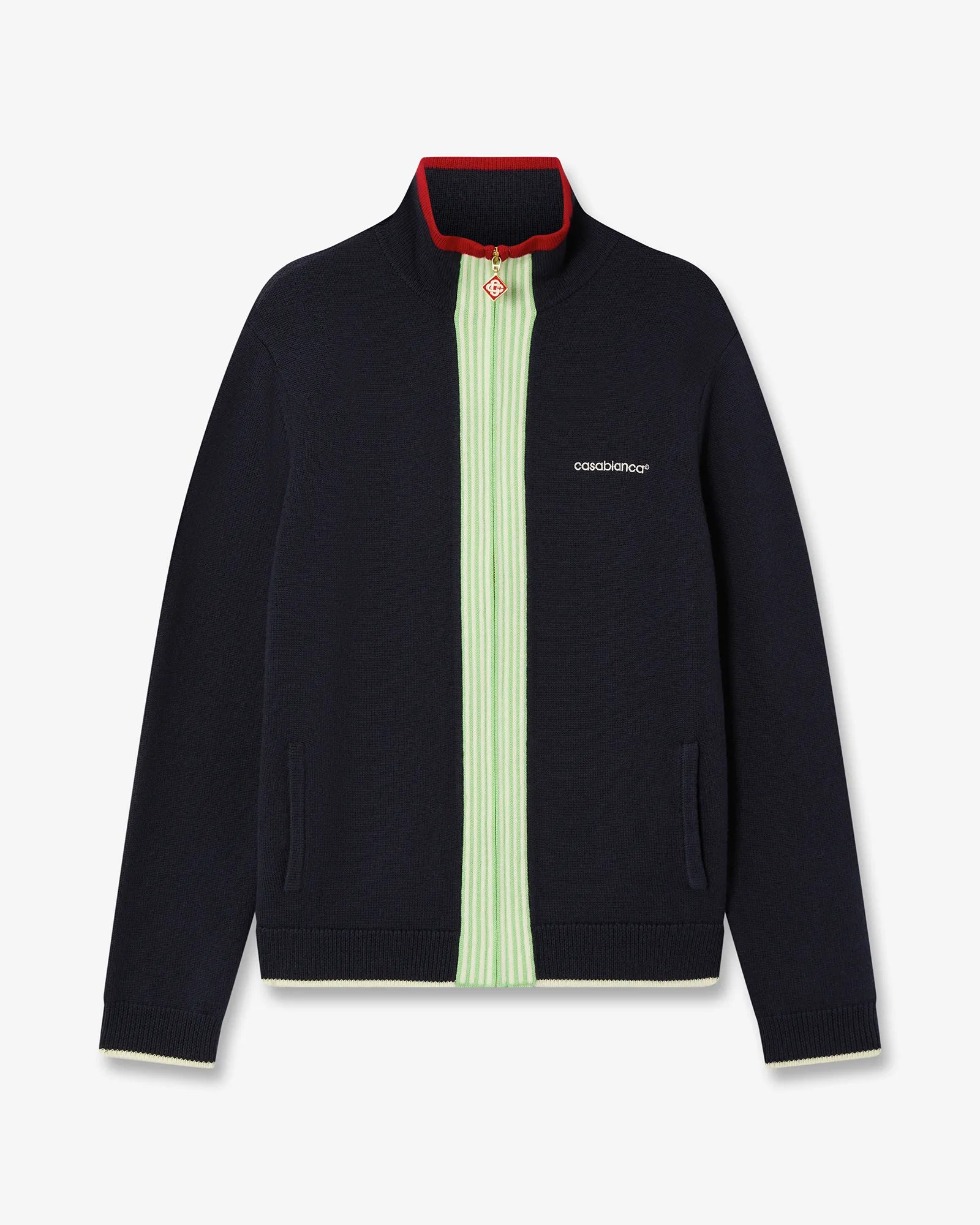 Navy Merino Track Jacket