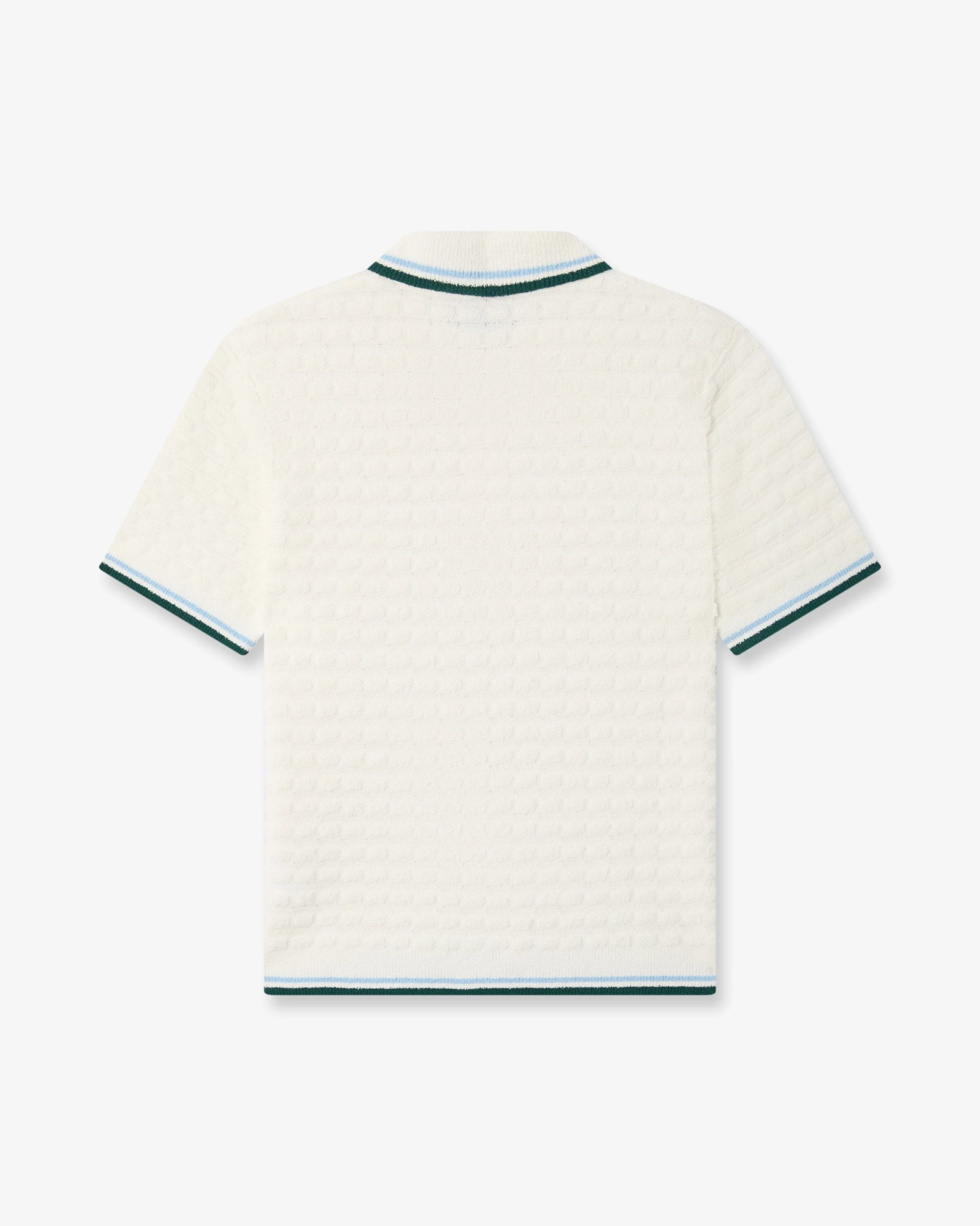 White Boucle Short Sleeve Polo Shirt - Image 6