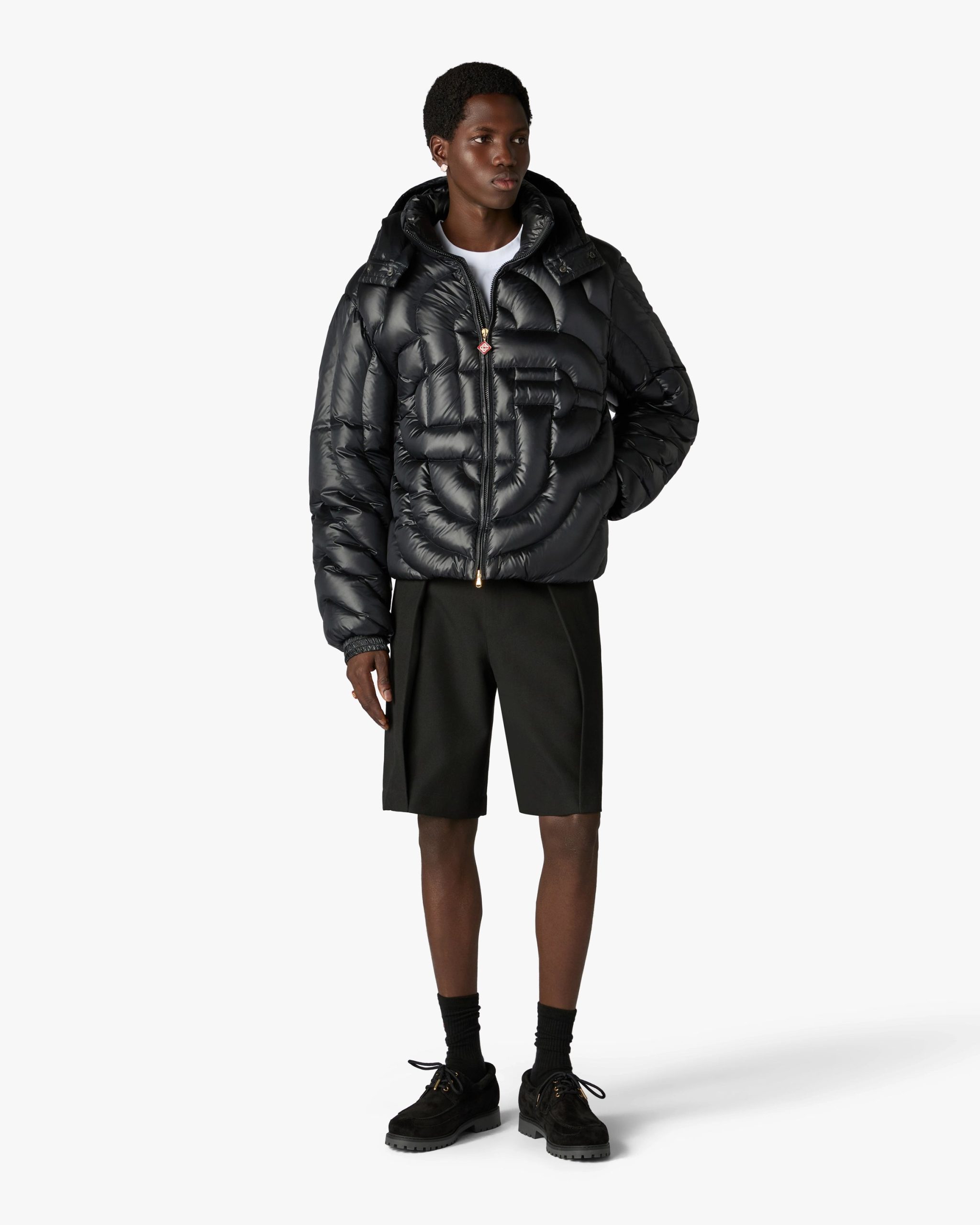 Black Quilted Down Puffer Jacket - Image 2