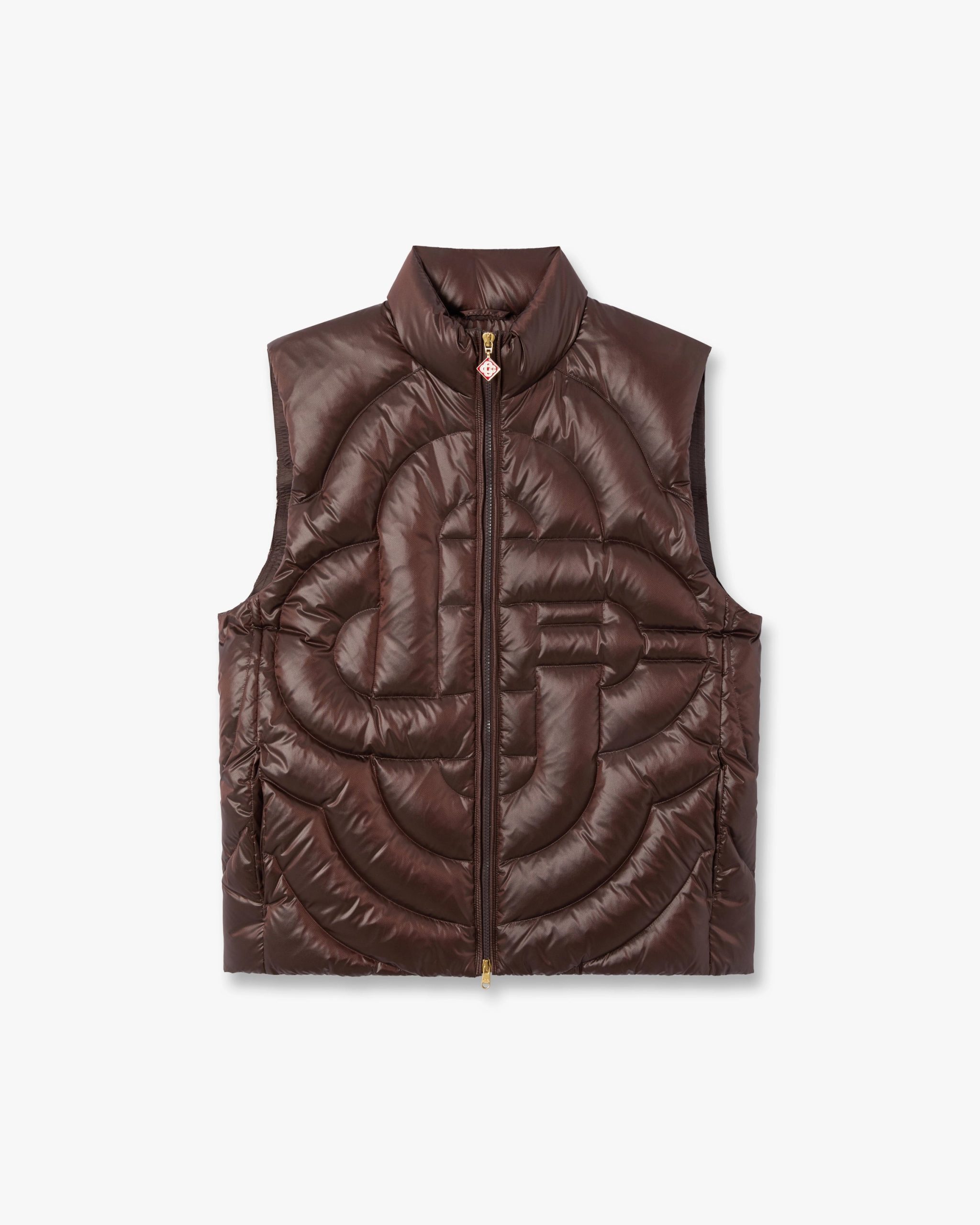 Dark Brown Quilted Down Puffer Vest
