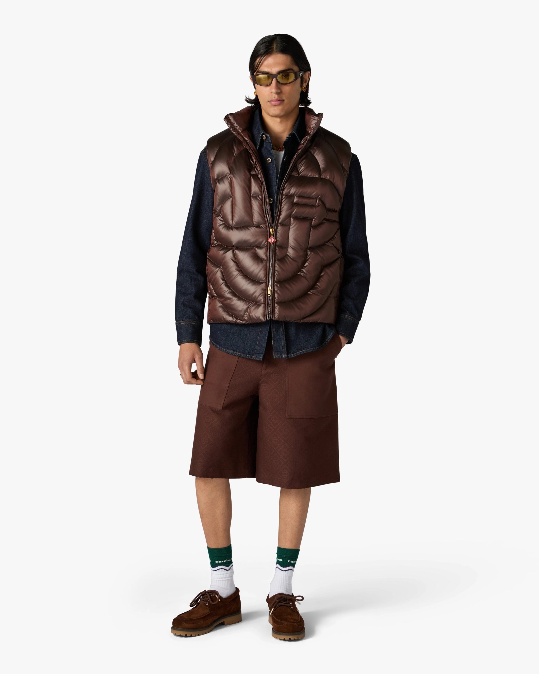 Dark Brown Quilted Down Puffer Vest - Image 2