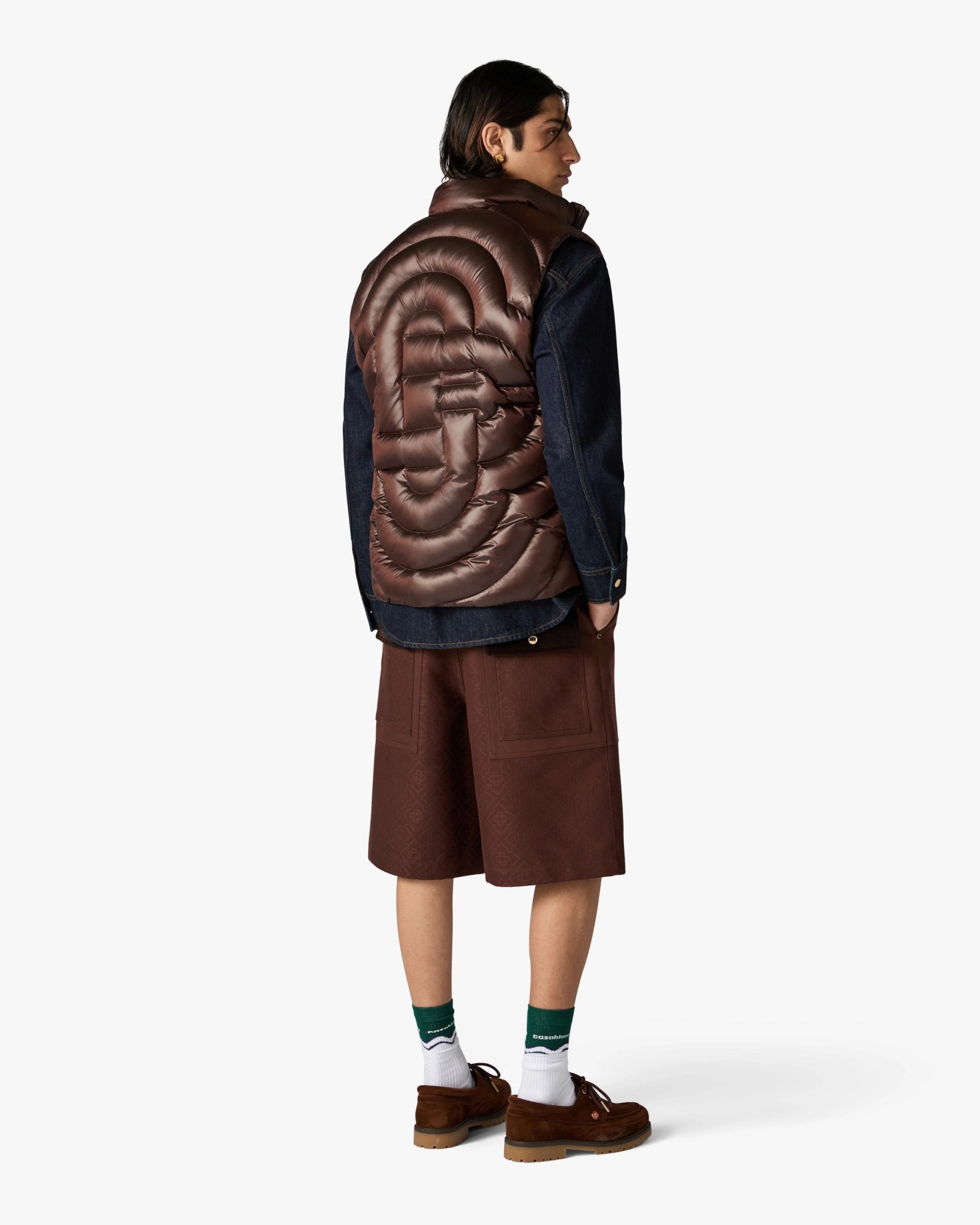Dark Brown Quilted Down Puffer Vest - Image 3