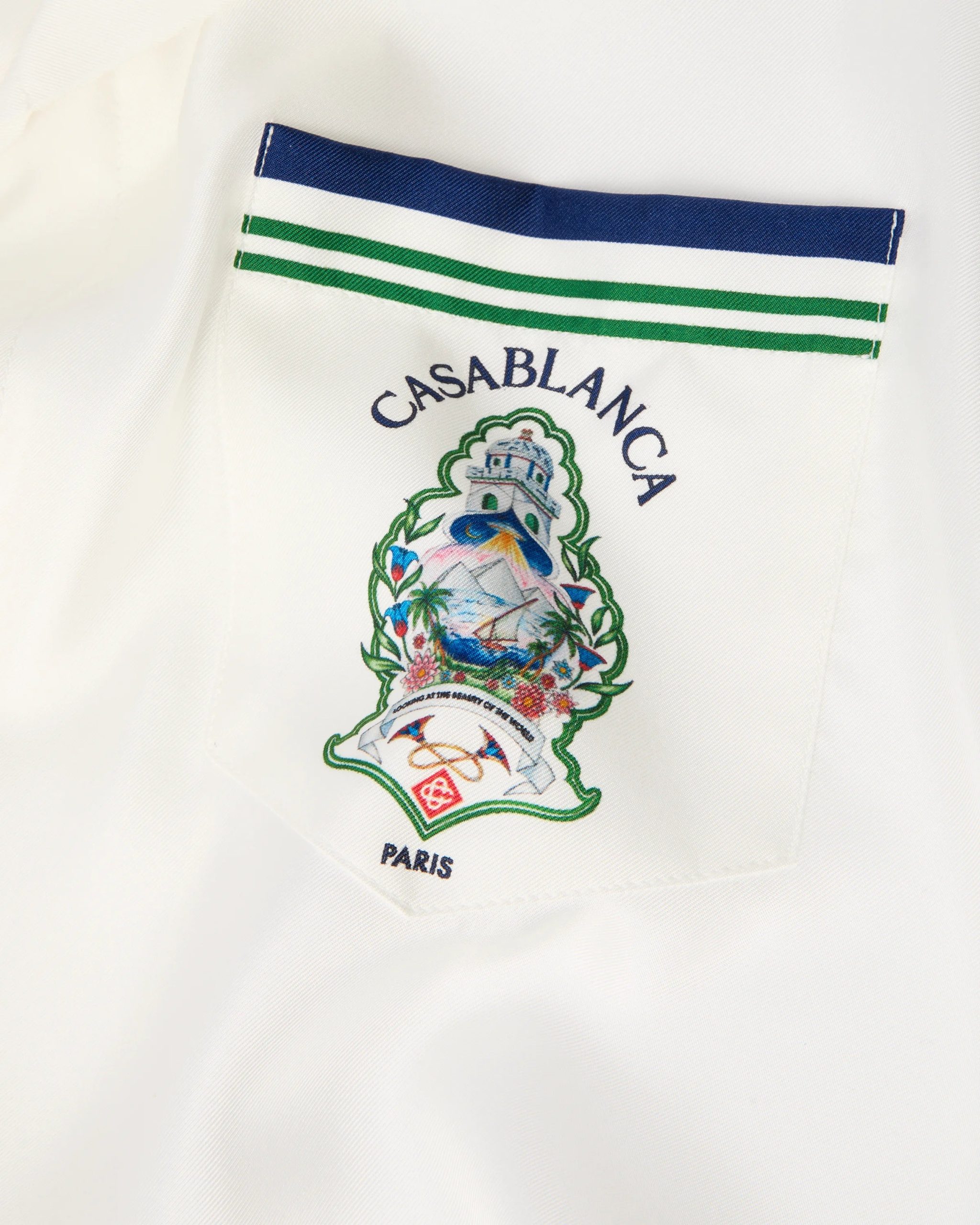 White Hotel Emblem Short Sleeve Silk Shirt - Image 7