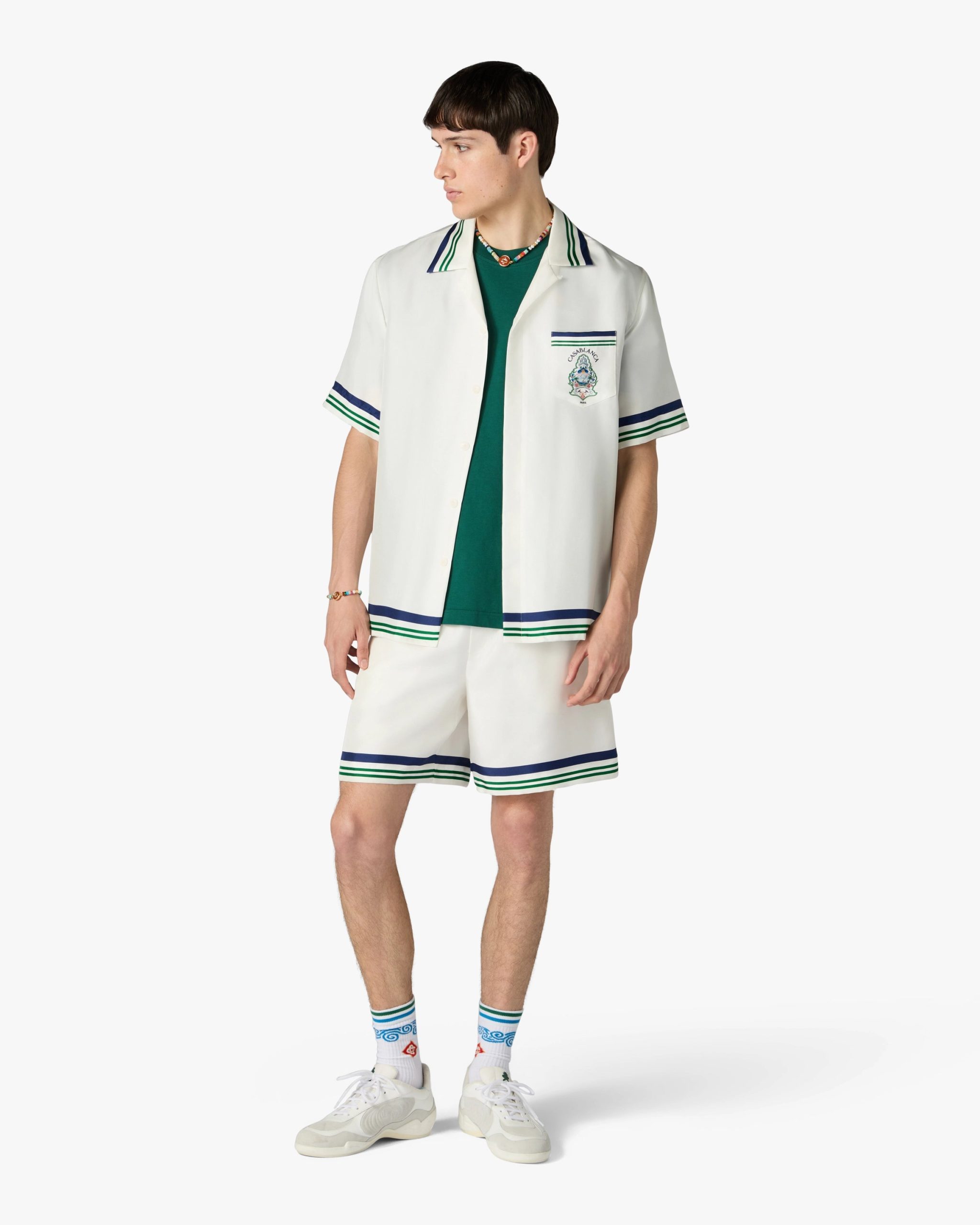 White Hotel Emblem Short Sleeve Silk Shirt - Image 2