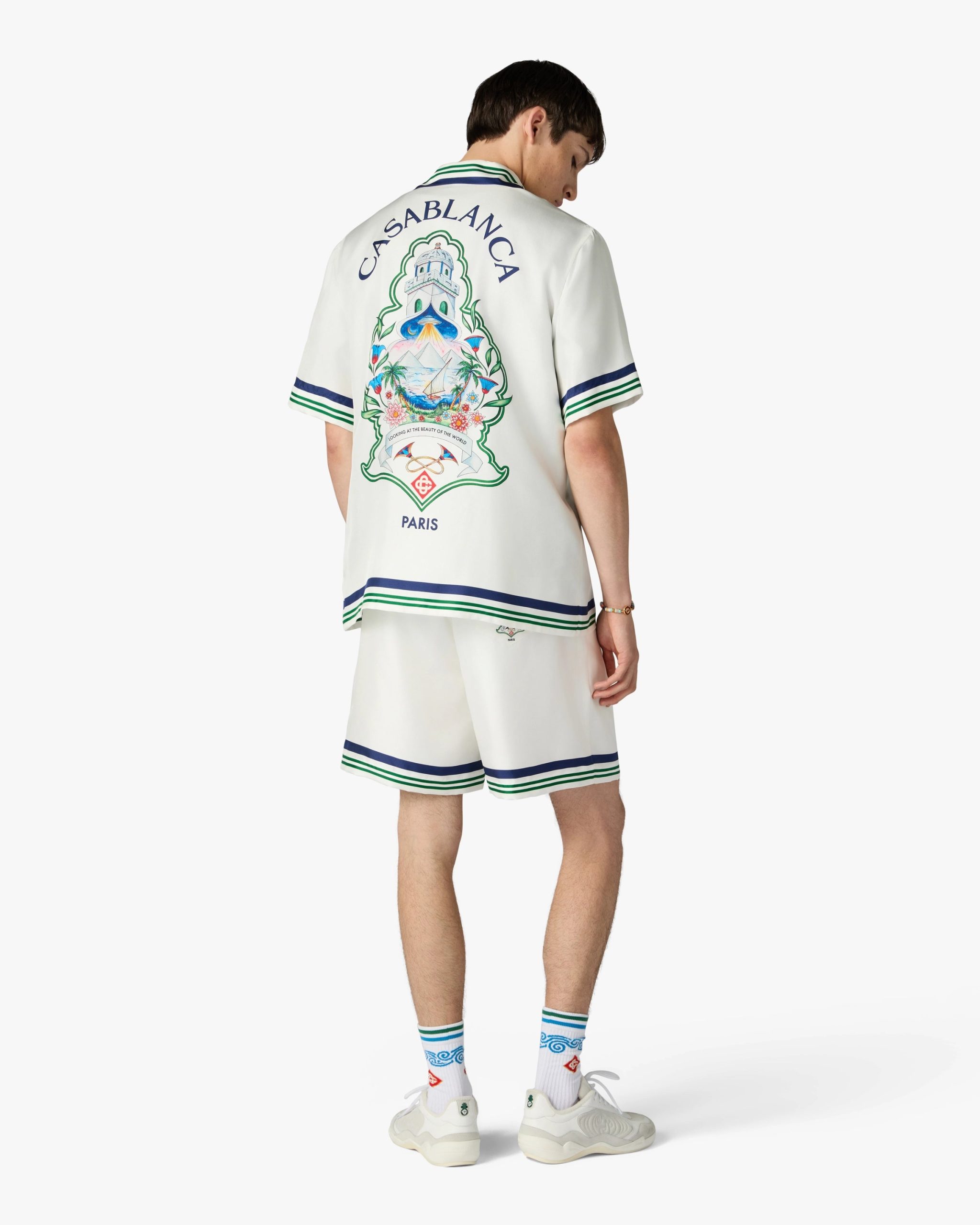 White Hotel Emblem Short Sleeve Silk Shirt - Image 3
