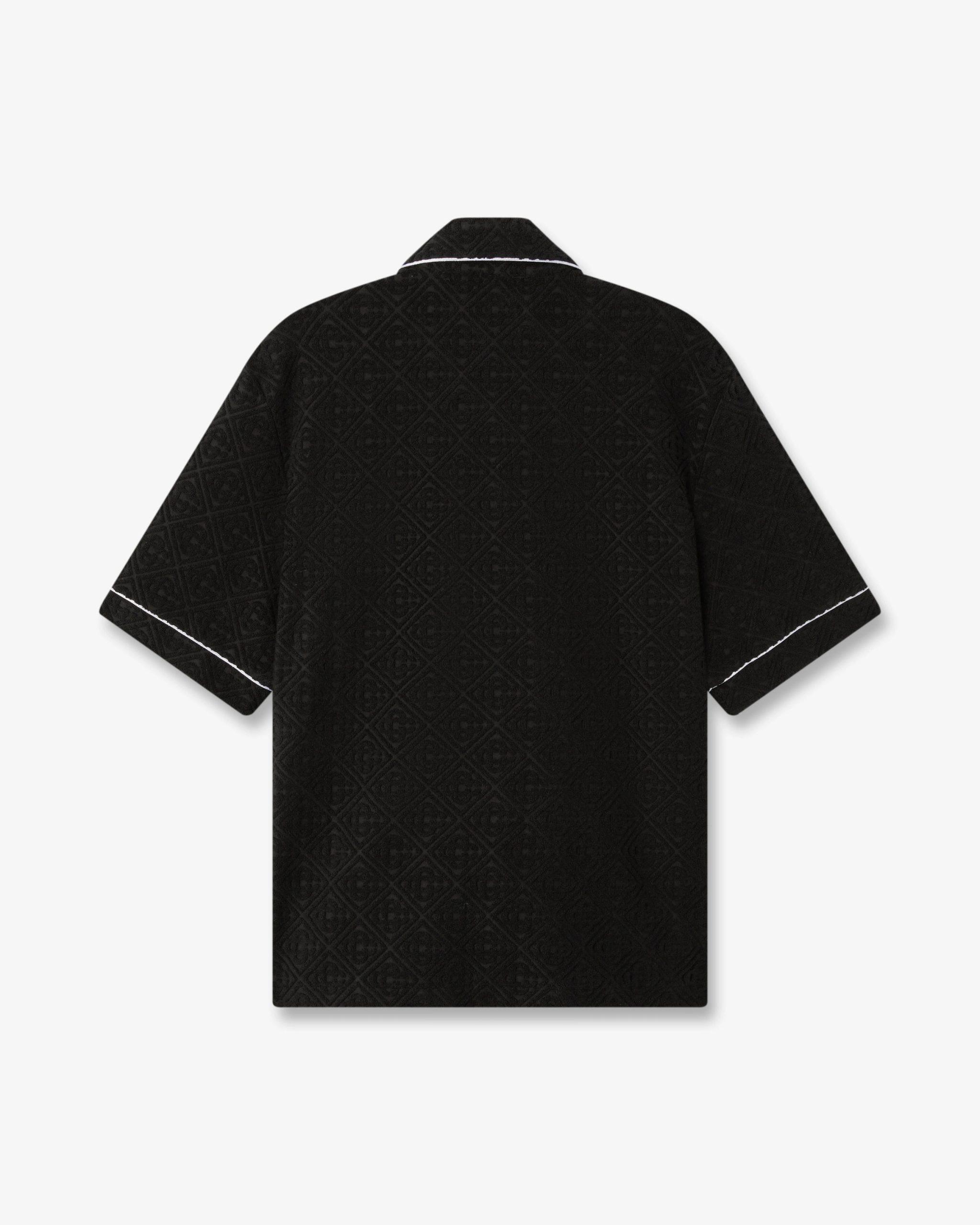 Black Towelling Monogram Short Sleeve Shirt - Image 7
