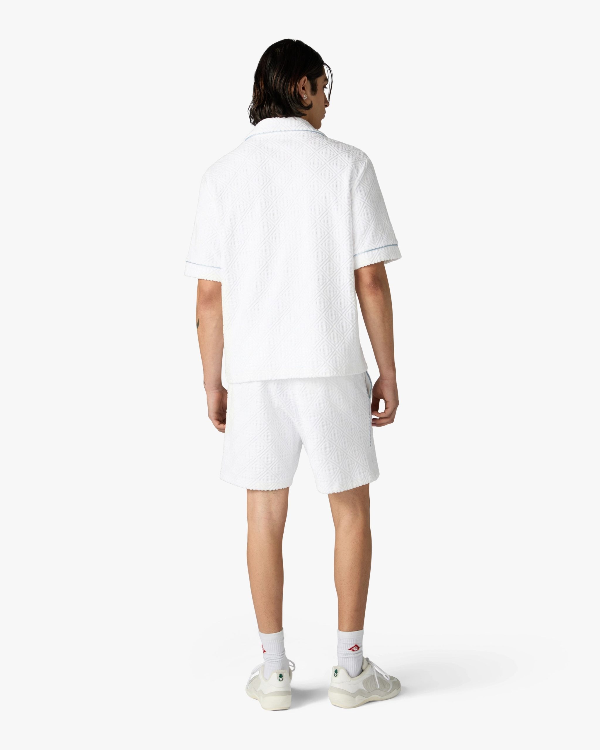 White Towelling Monogram Short Sleeve Shirt - Image 3