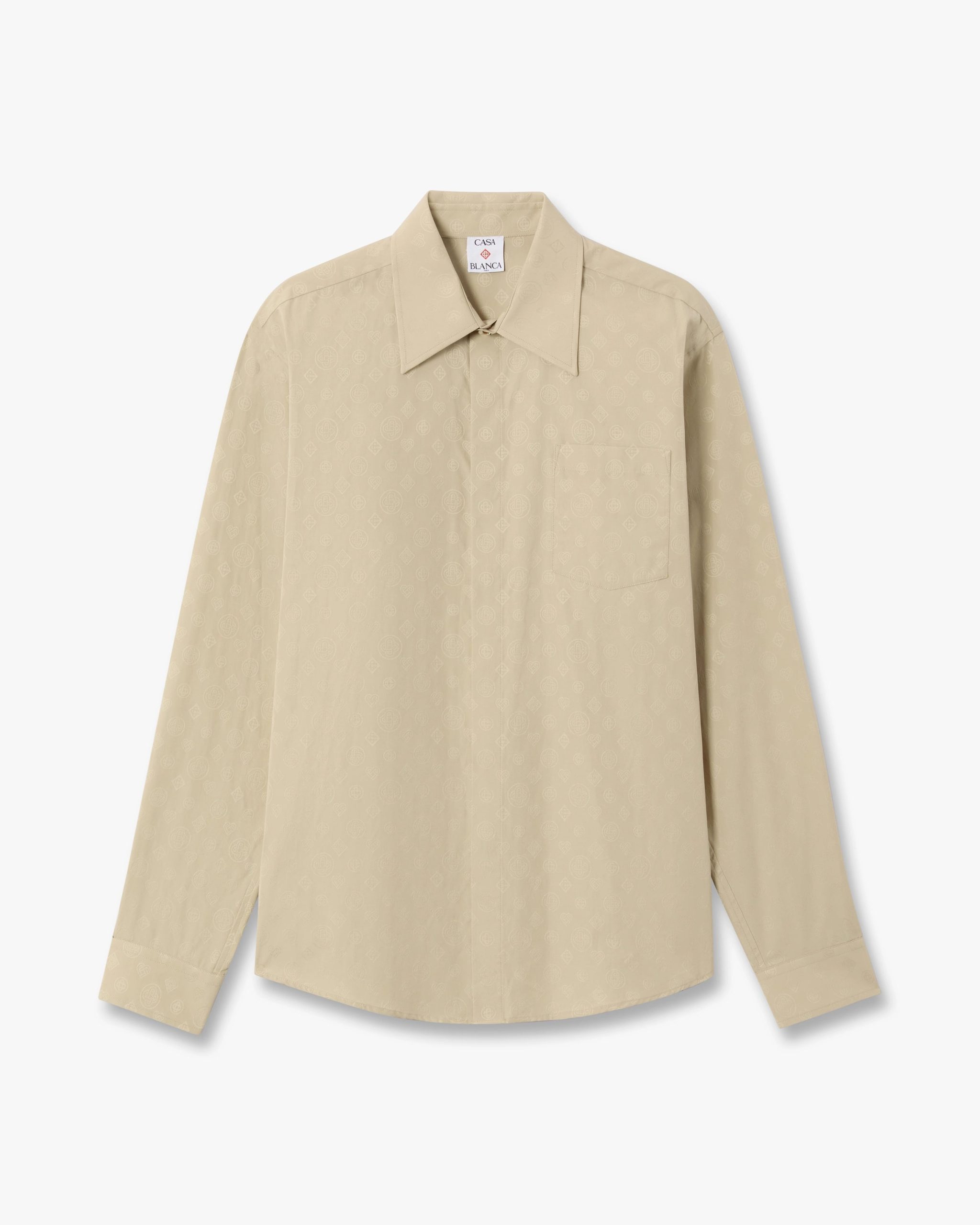 Beige Monogram Long Sleeve Shirt