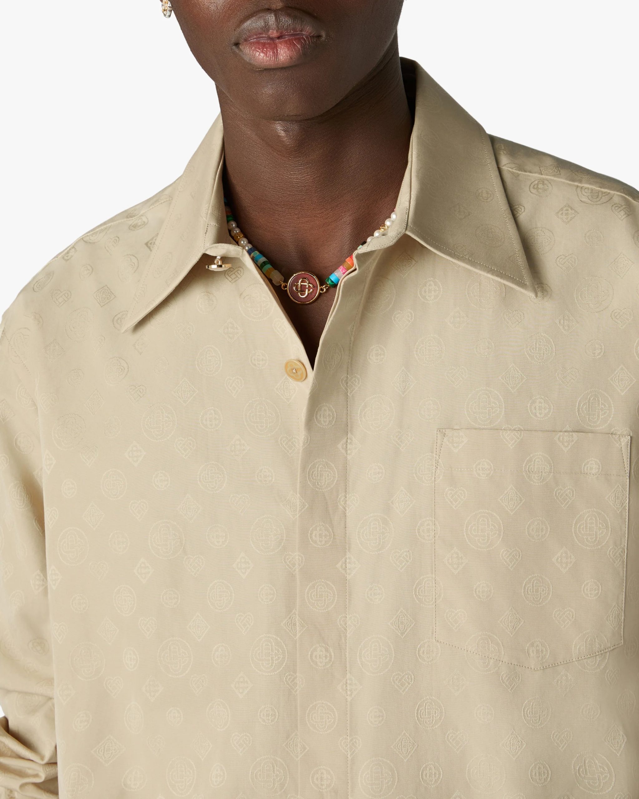 Beige Monogram Long Sleeve Shirt - Image 5
