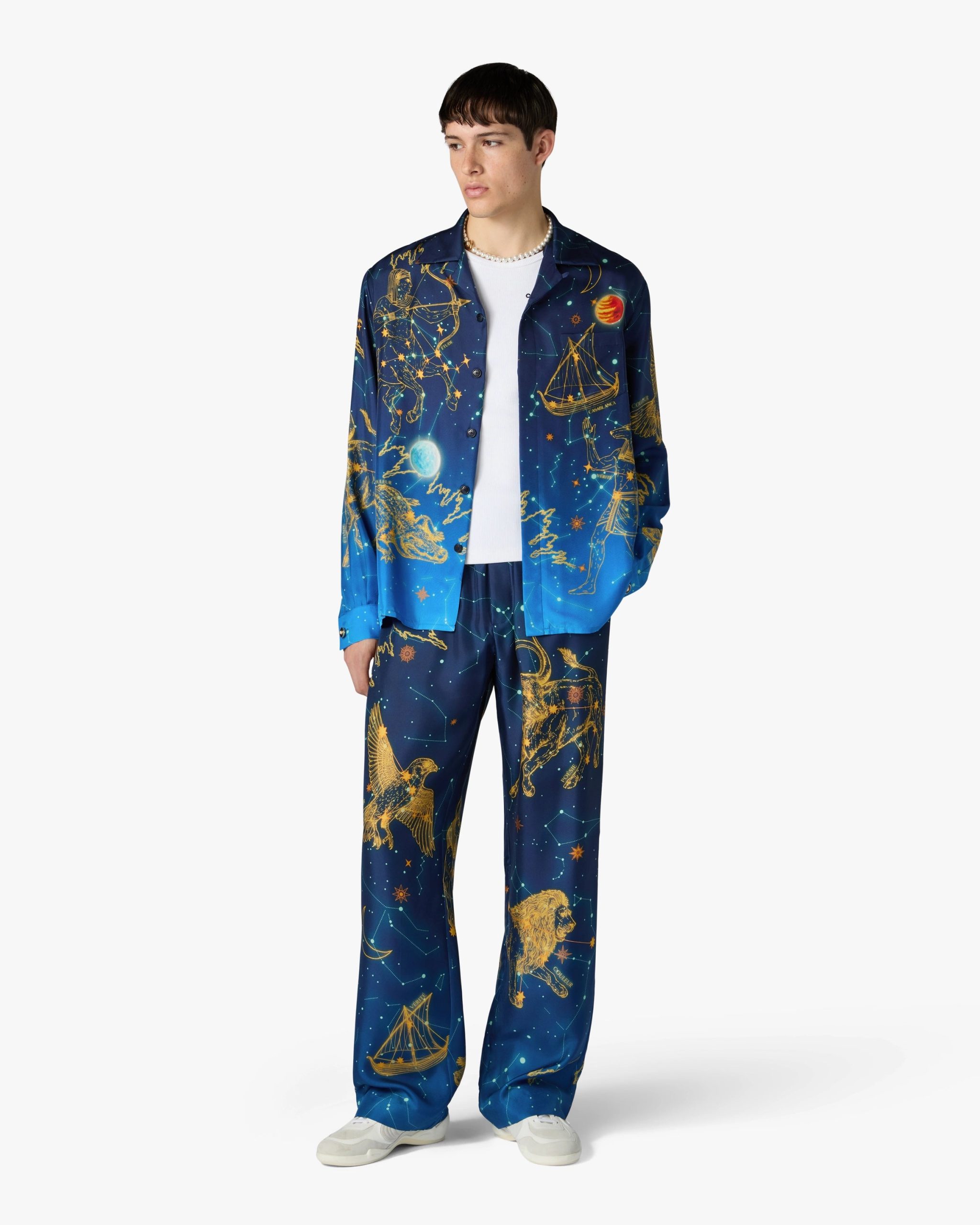 Blue Astrology Silk Twill Trousers - Image 2