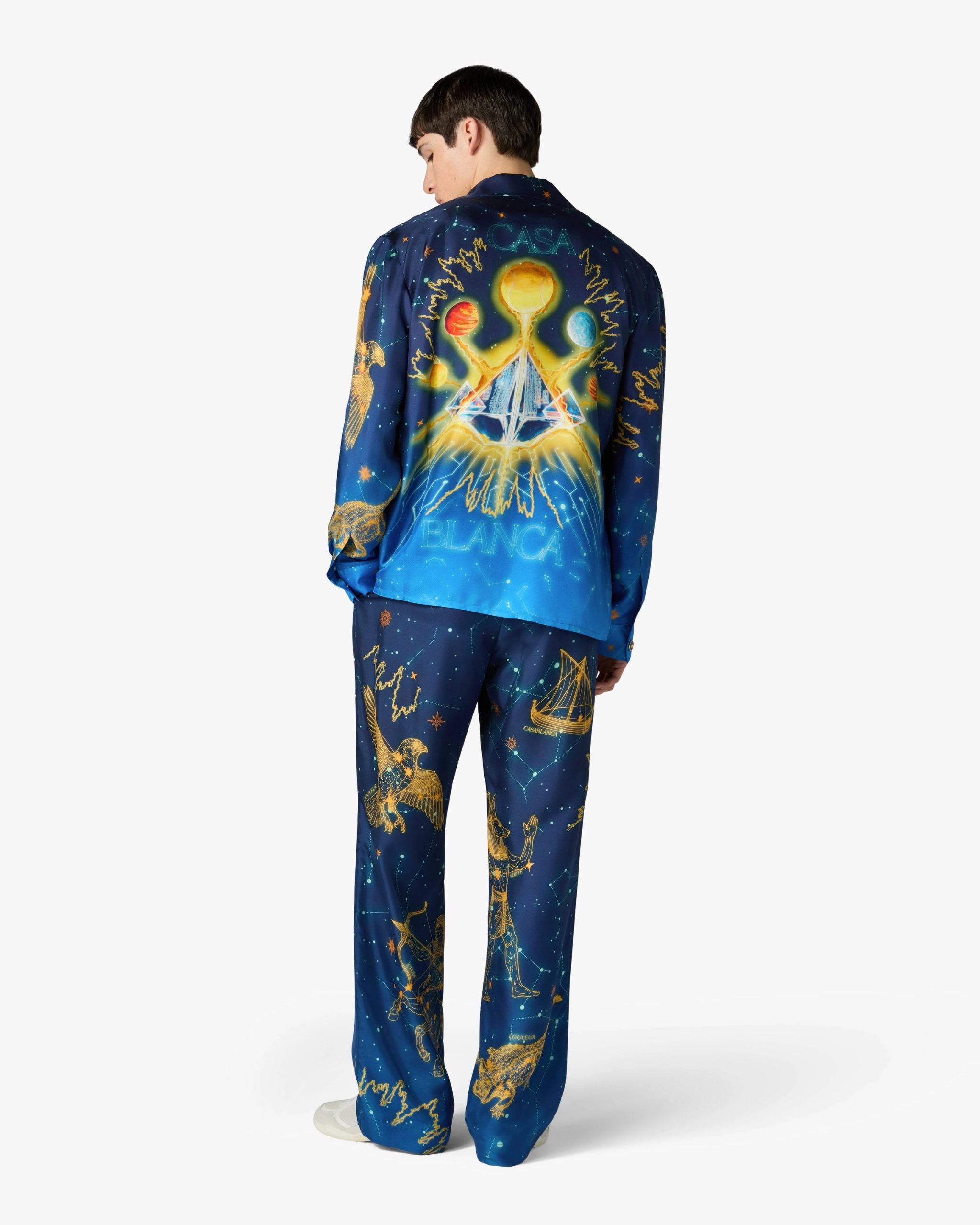 Blue Astrology Silk Twill Trousers - Image 3