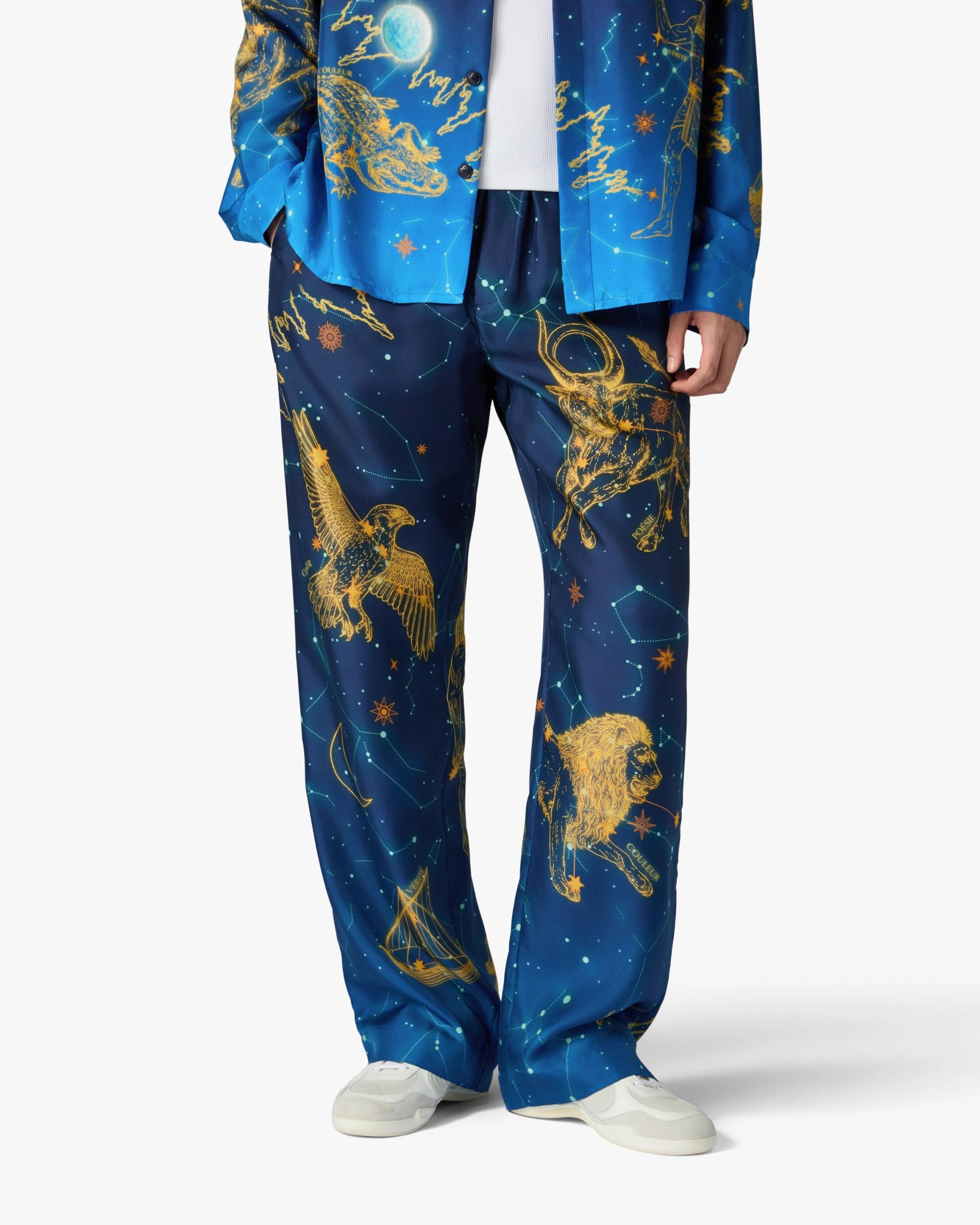 Blue Astrology Silk Twill Trousers - Image 4
