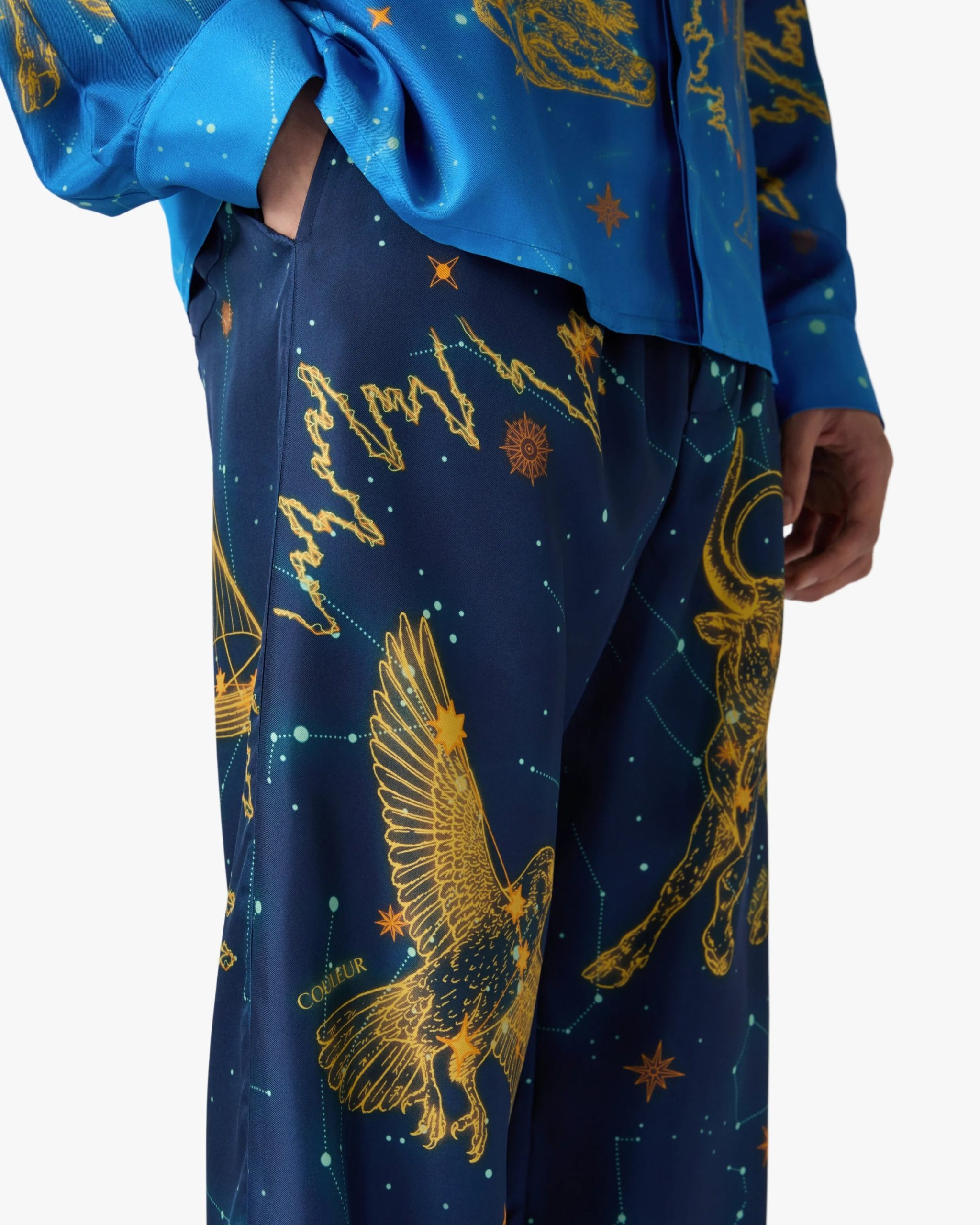 Blue Astrology Silk Twill Trousers - Image 5