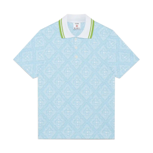 Pale Blue Jacquard Short Sleeve Jacquard Polo Shirt