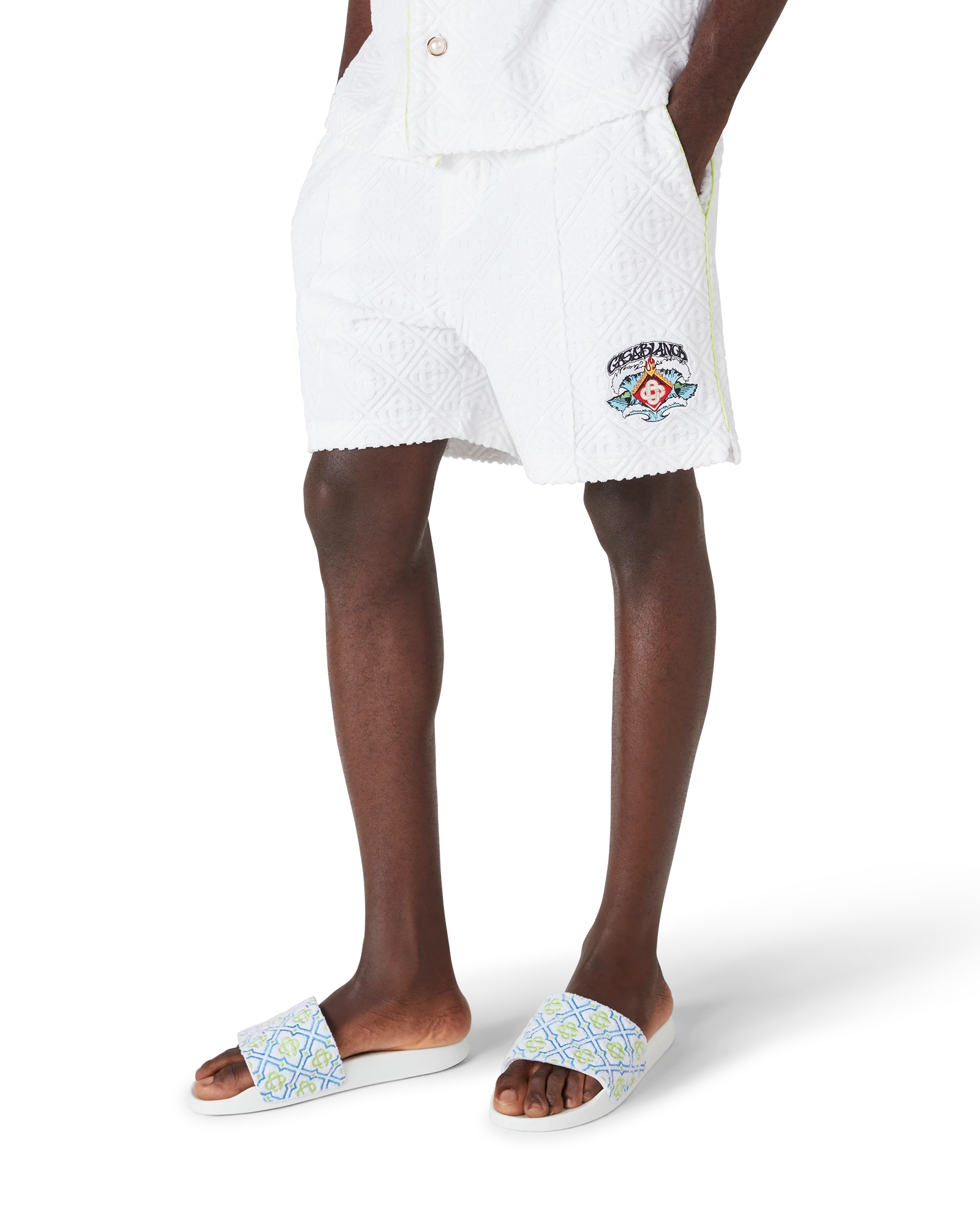 White Towelling Shorts - Image 6