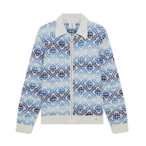 Space Dye Monogram Long Sleeve Merino Cardigan