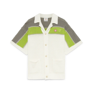 Stripe Crochet Short Sleeve Shirt