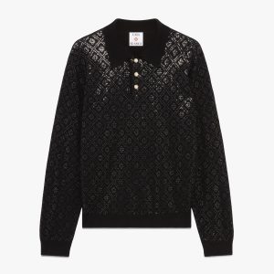 Hotfix Monogram Merino Long Sleeve Polo Shirt
