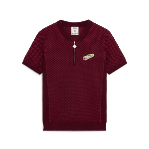 Burgundy Jacquard Short Sleeve Polo Shirt