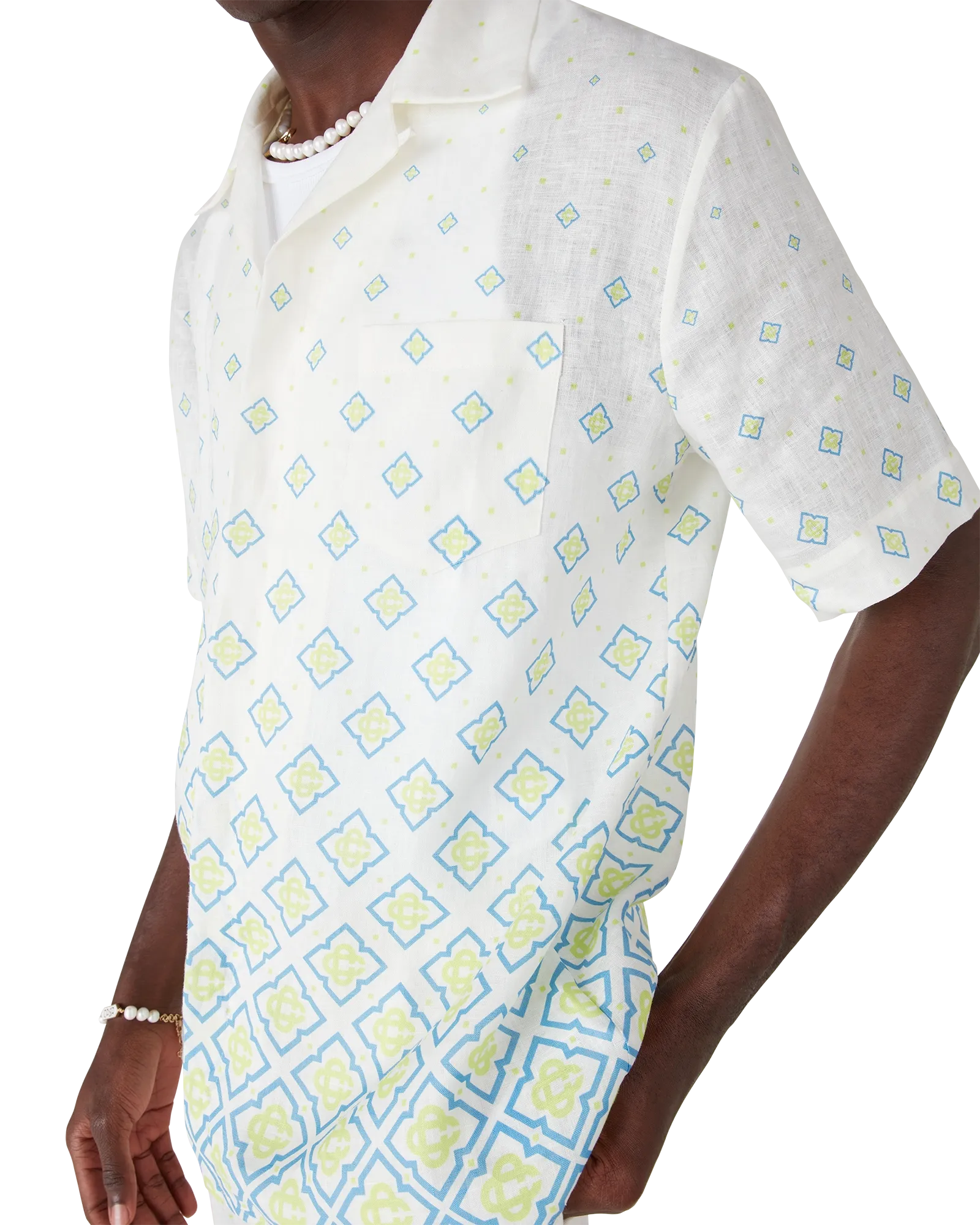 Degrade Monogram Short Sleeve Linen Shirt - Image 5