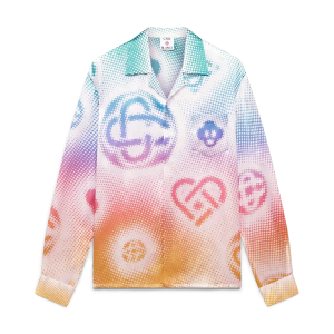 Halftone Logo Long Sleeve Silk Shirt