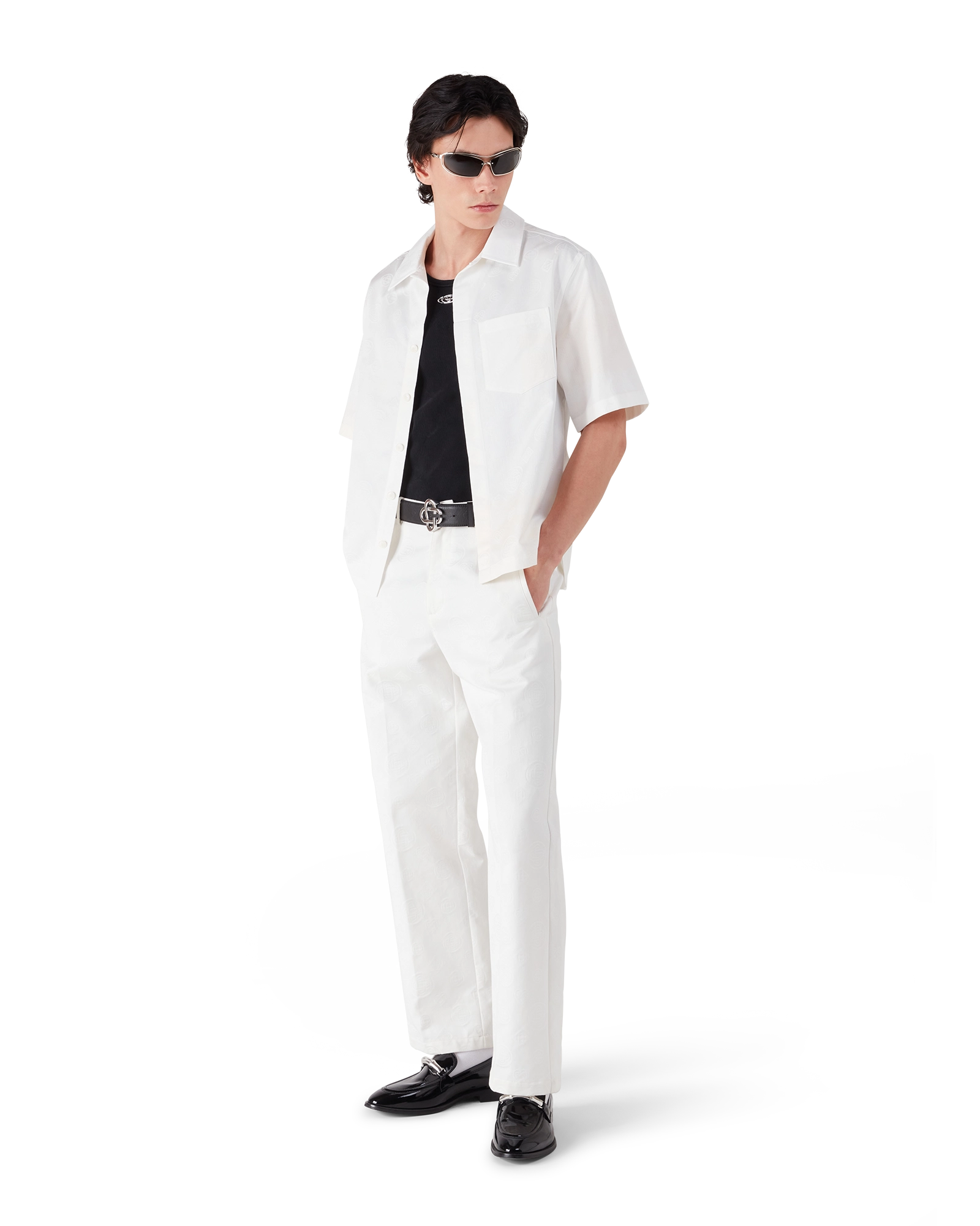 White Monogram Short Sleeve Shirt - Image 2