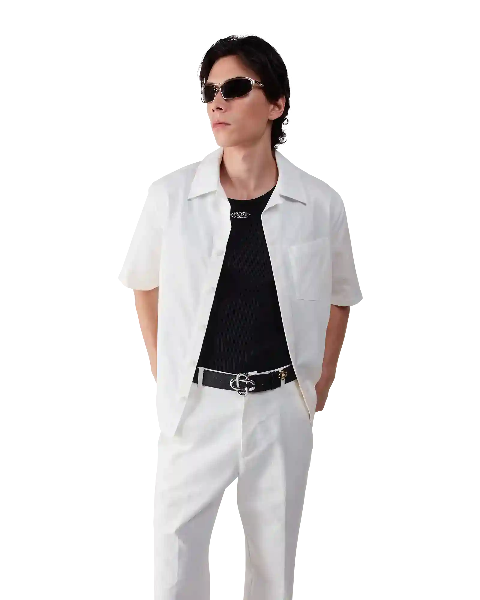 White Monogram Short Sleeve Shirt - Image 4