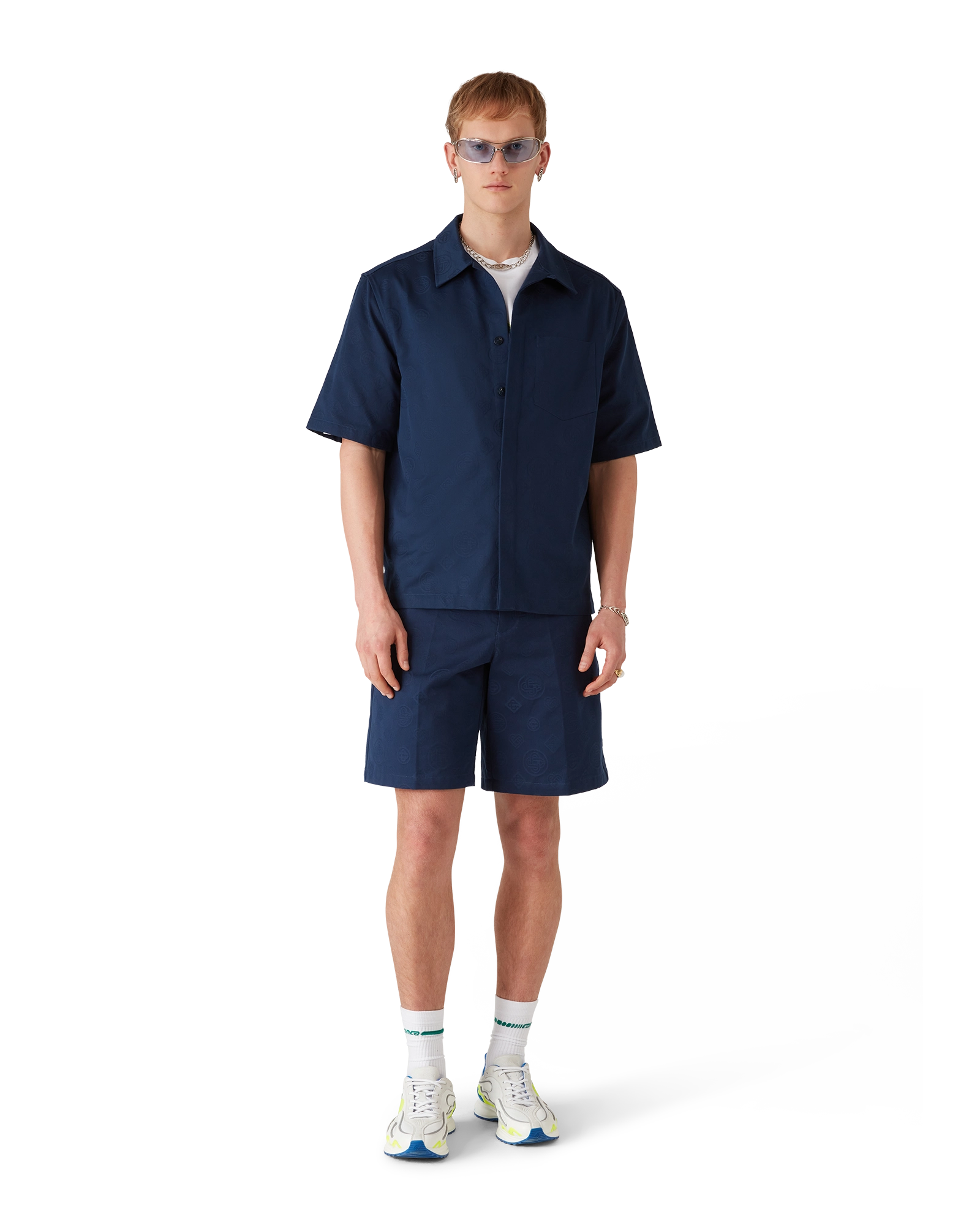 Navy Monogram Short Sleeve Shirt - Image 2