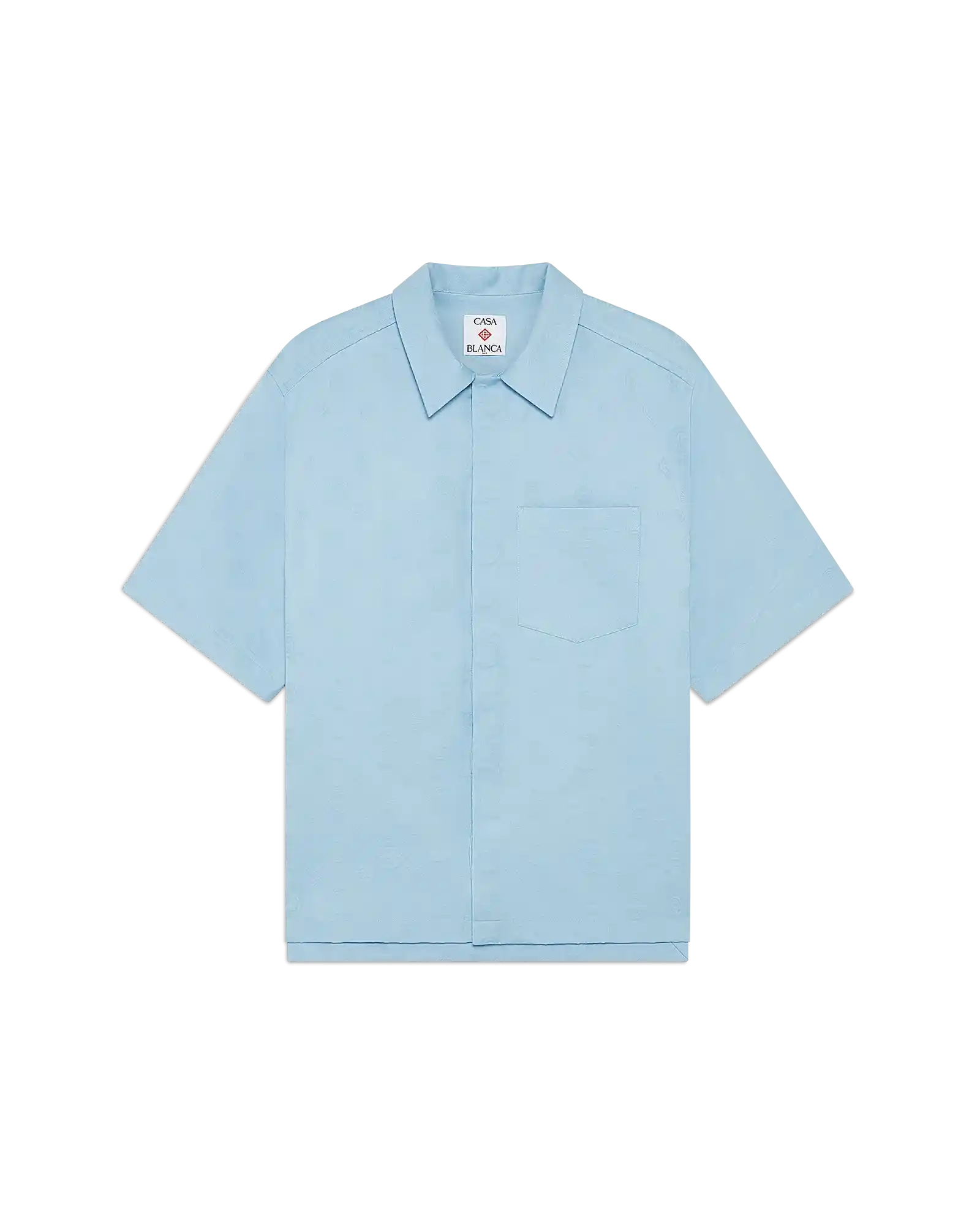 Light Blue Monogram Short Sleeve Shirt
