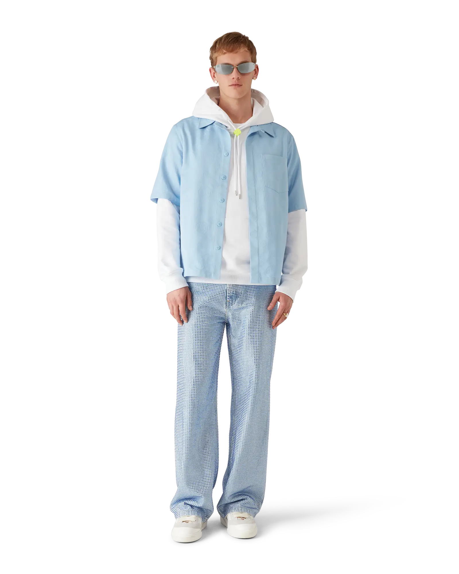 Light Blue Monogram Short Sleeve Shirt - Image 2